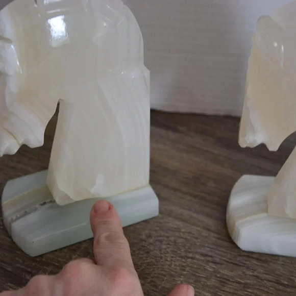 Vtg Onyx Horse Head Book Ends - Picture 8 of 9